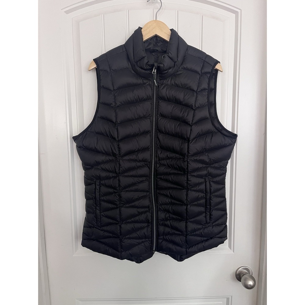 Women's Tangerine Solid Black Puffer‎ Vest Zipper XXL/XXG 564